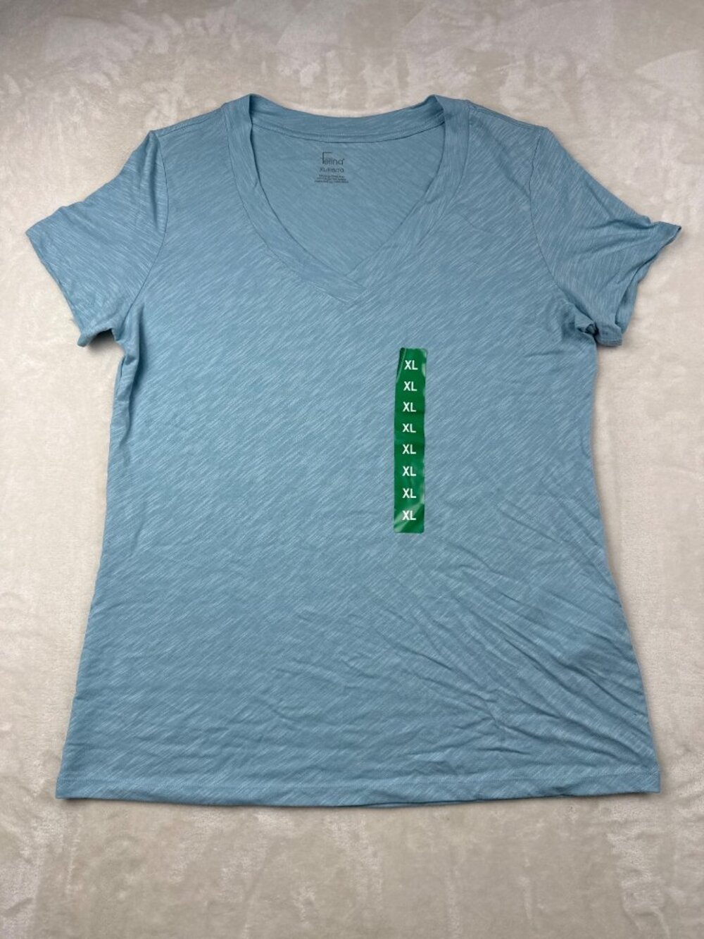 Felina Womens Light Blue V-Neck T-Shirt XL Cotton & Modal Blend